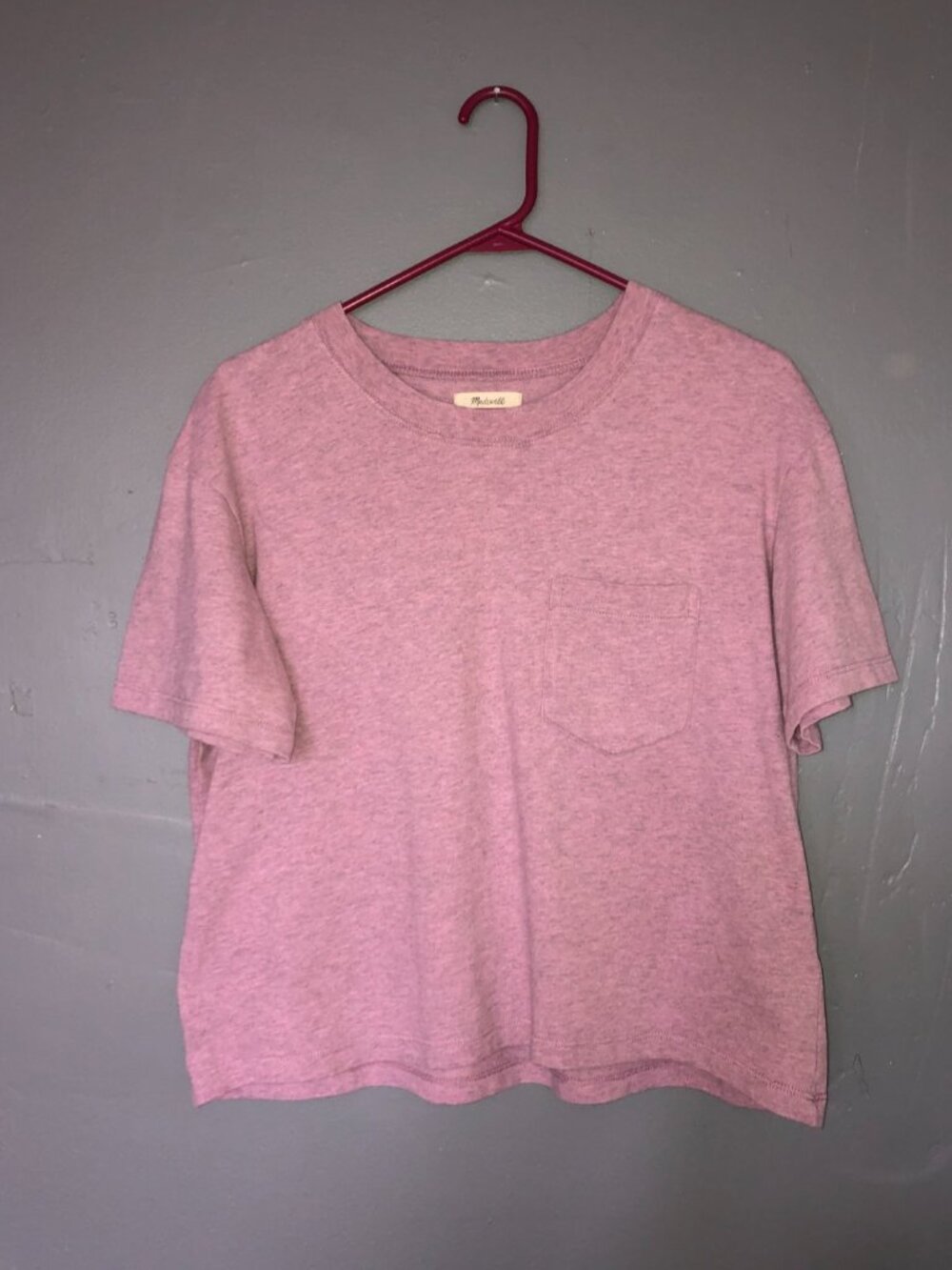 Madewell Womens Pink/Purple w Front Pocket Cropped Top T-Shirt Size Large